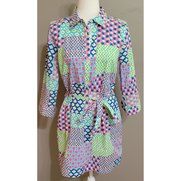 Talbots Dresses & Skirts - Talbots Island Patchwork Belted Shirt Dress
